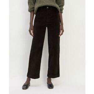 NWT Everlane The Corduroy Wide-Leg High-Rise Relaxed Fit Pant Black Size 16